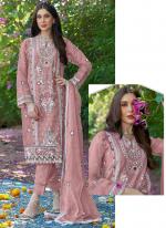 Heavy Organza Peach Festival Wear Embroidery Work Pakistani Suit